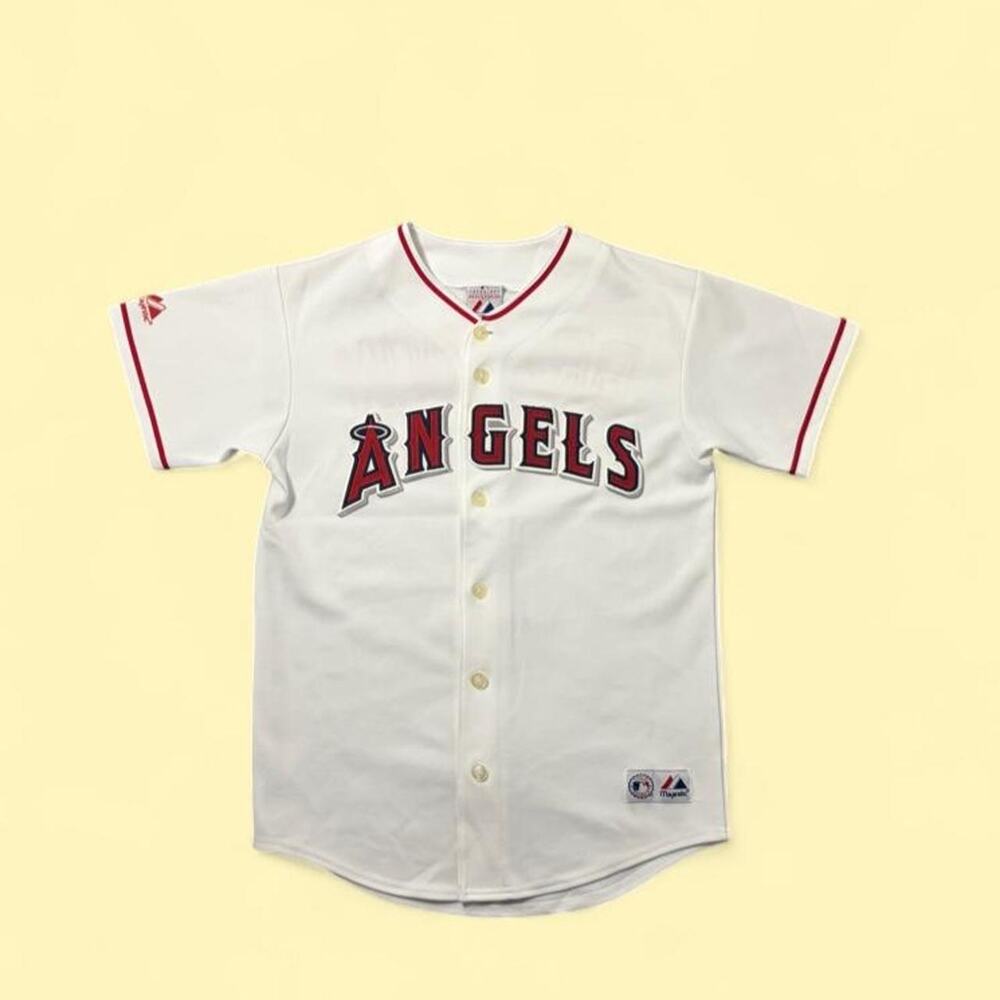 White majestic athletic mlb angels